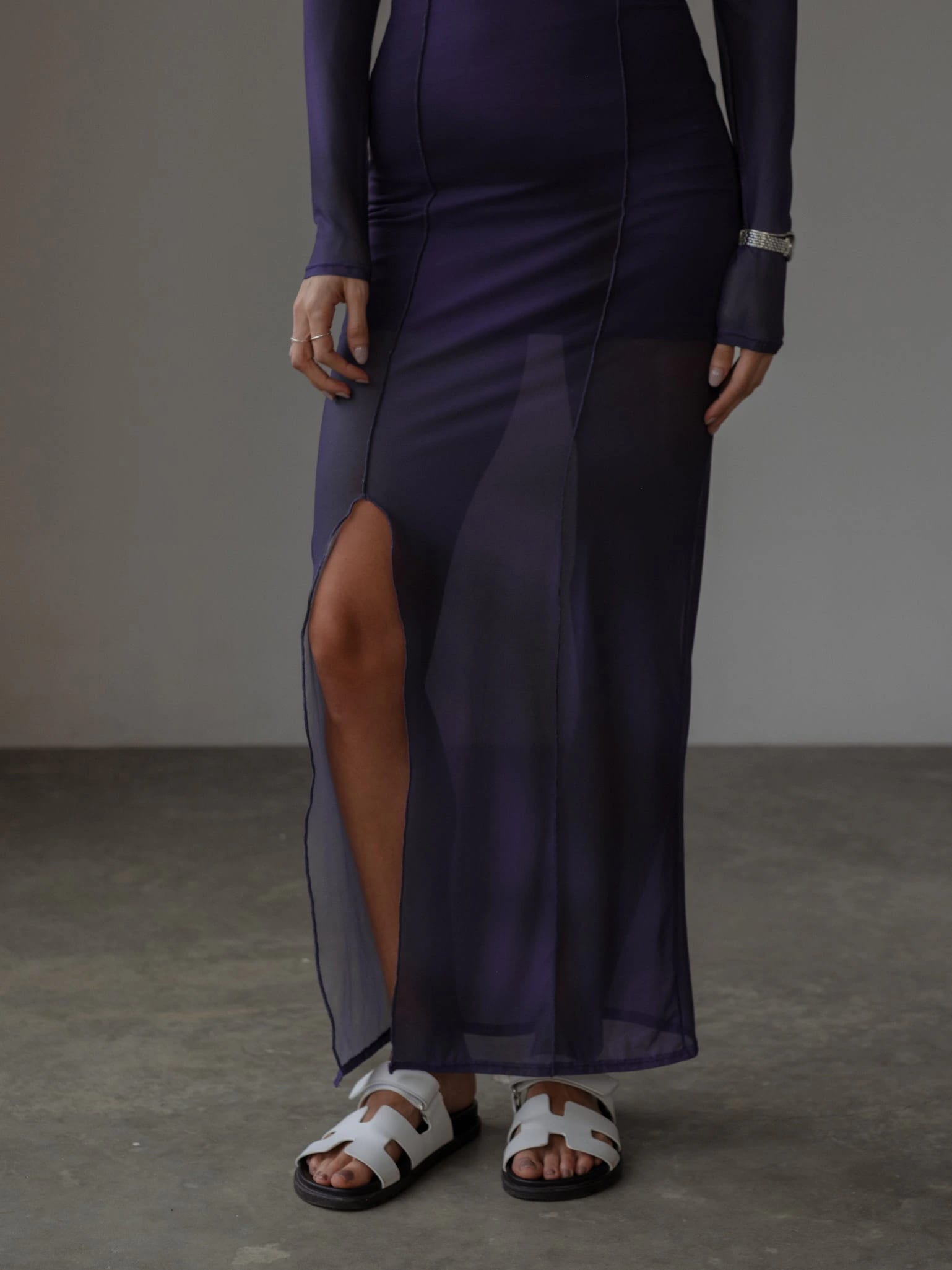 OFF SHOULDER MESH DRESS - MYSTIC PURPLE - imagen 7