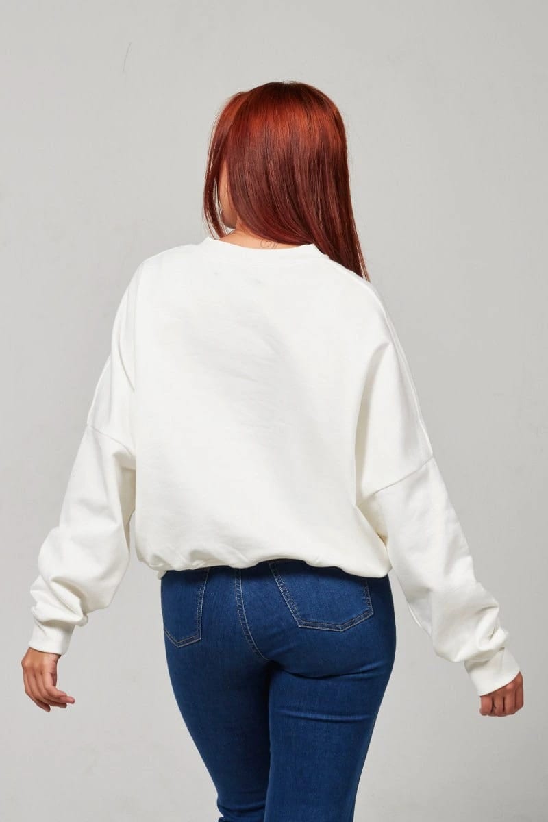 Buzo Crop Marfil Flowers - imagen 7