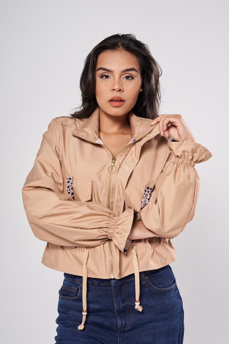 Chaqueta corta unicolor camel - imagen 4