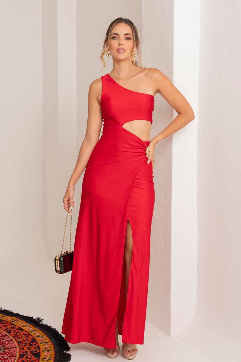 Vestido de Fiesta Largo Asimétrico Corte Herraje - imagen 1