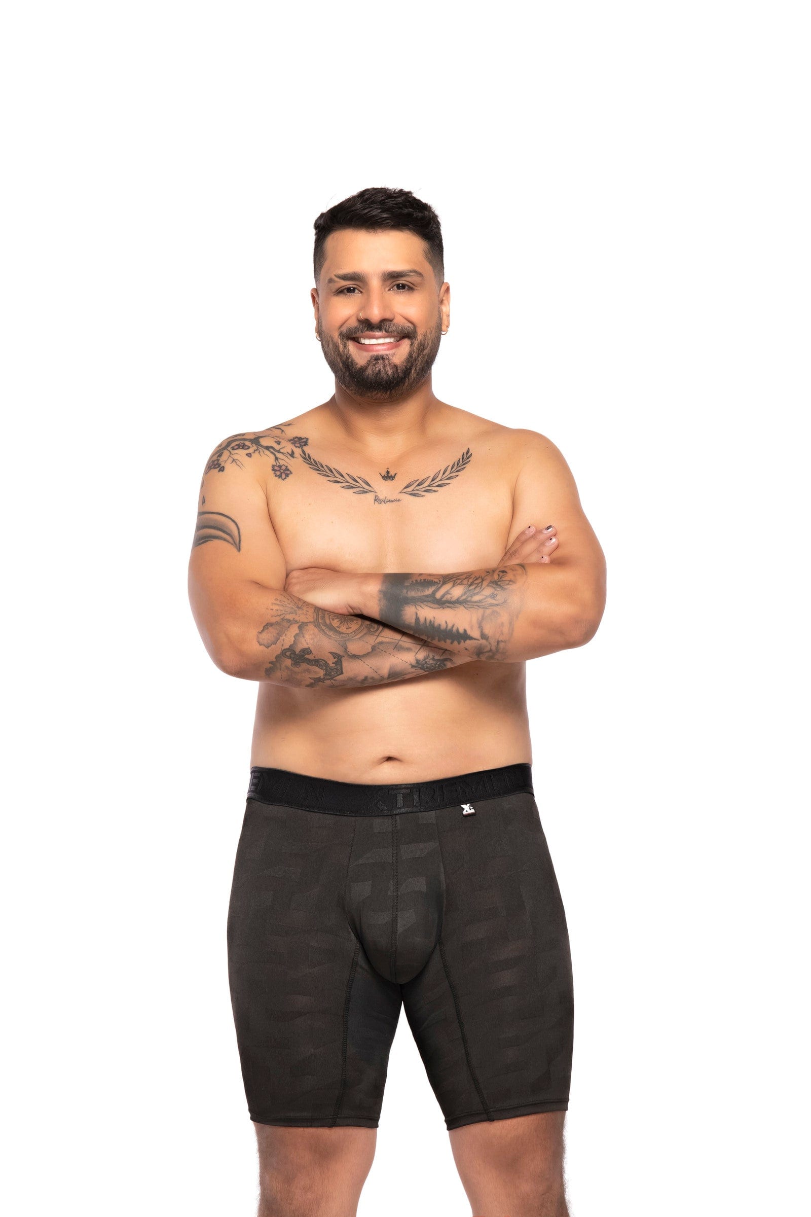 BOXER CLASICO EXTRAGRANDE MICROFIBRA JACQUARD BLOQUES BLANCO - imagen 1