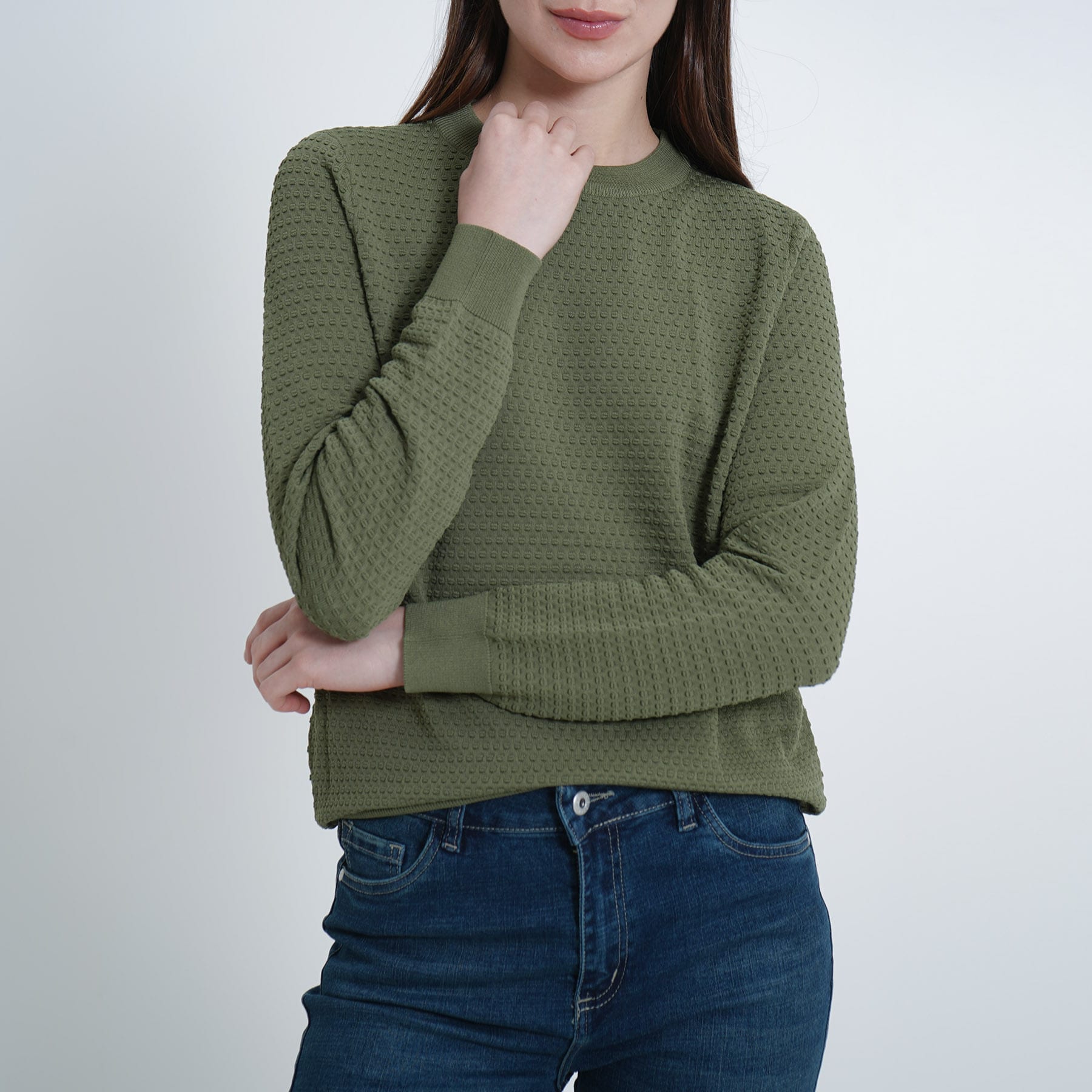Sweater tejido texturizado cuello redondo manga larga - imagen 10