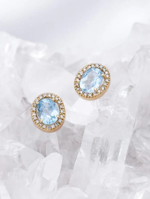 Dije Topacio Azul y Diamantes en Oro Amarillo 18K - imagen 2