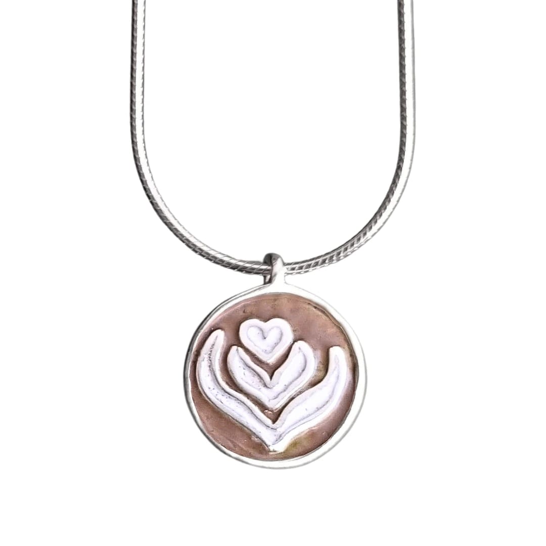 Collar Café Capuchino con cadena especial corta (45cm) en plata - imagen 1