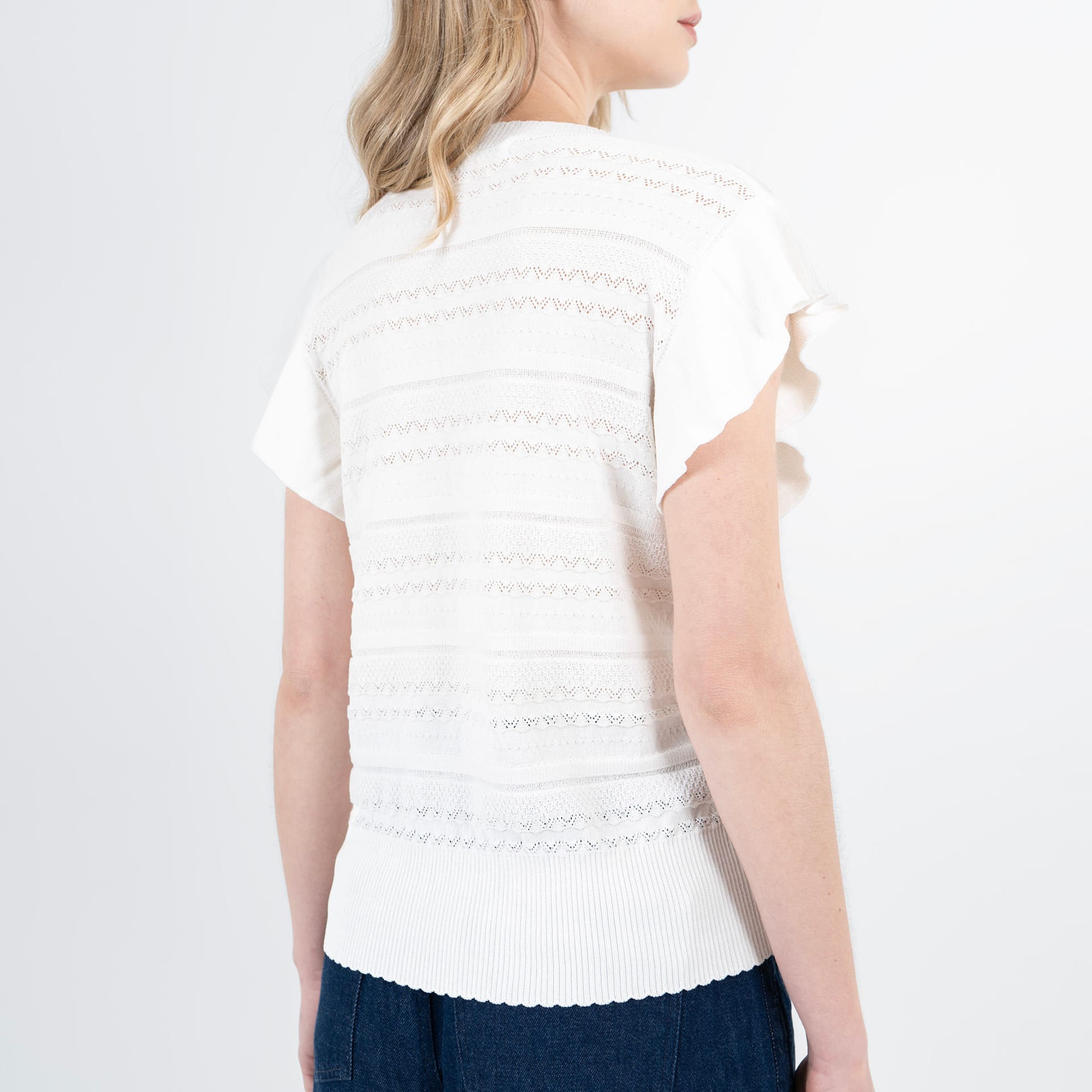 Sweater cuello redondo manga corta bolero con botones - imagen 2