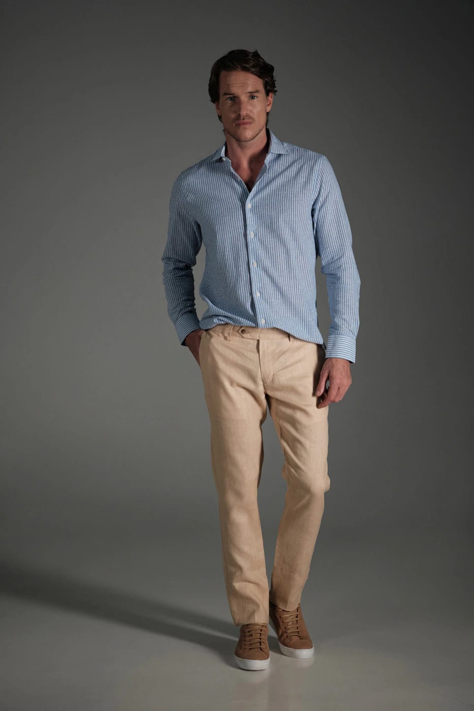 Pantalón Slim Lino Beige - imagen 3