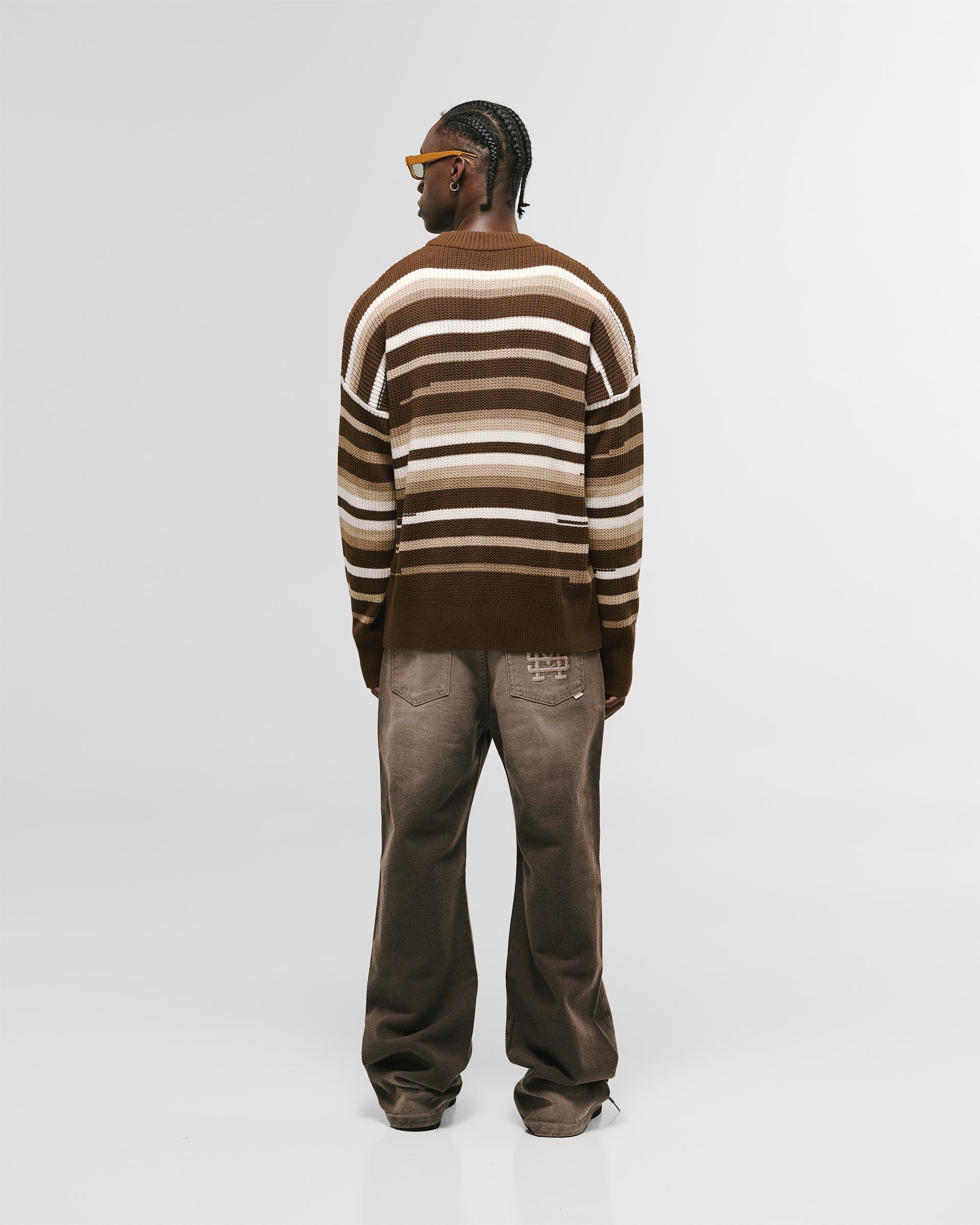 Striped Knitwear Sweater – Café, Crema y Beige - imagen 3