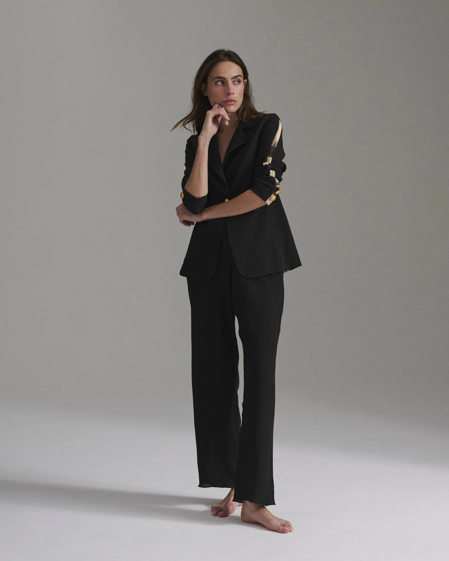 Santo Tomás Martellato Silk Pants / Black - imagen 2