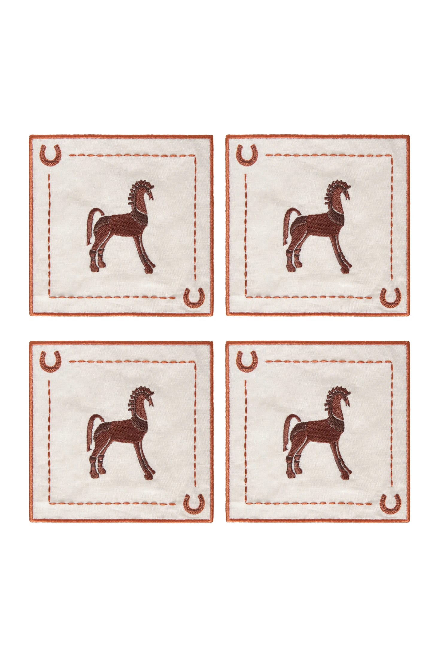 Solana Horse Cocktail Napkins / Brown & Orange - Set of 4 - imagen 2