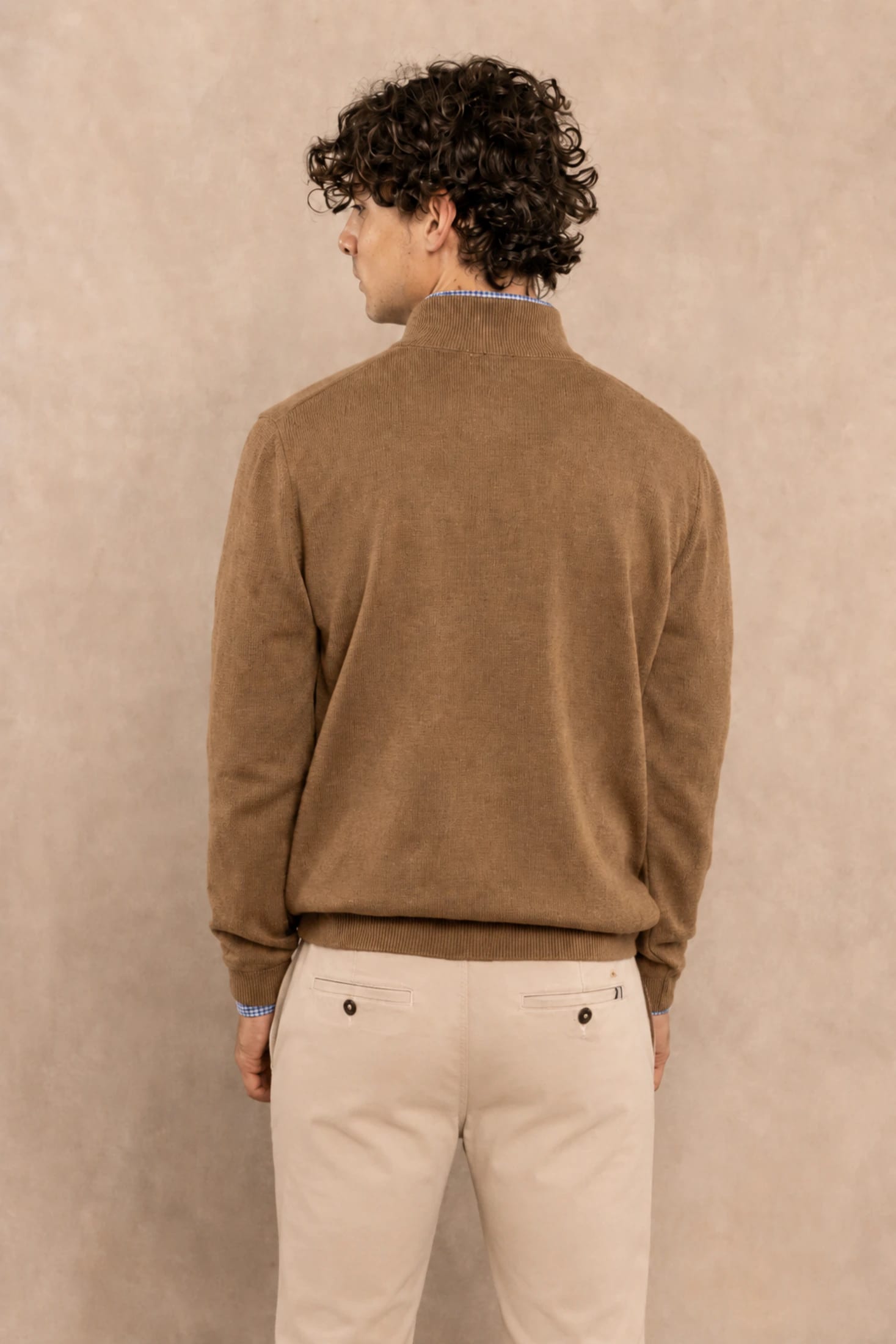 Sueter Algodon Peinado Cuello Redondo Cafe - imagen 4