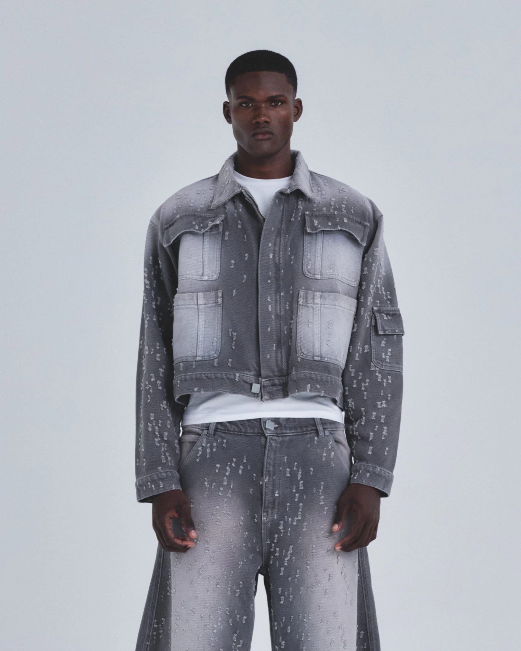Holy State UNDRGLD Ripped Jacket Washed Gray - imagen 2