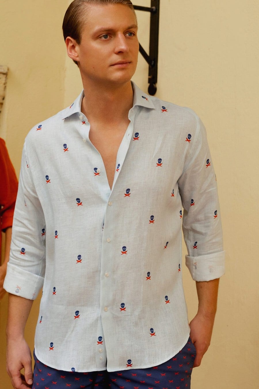 Men's linen shirt separated skulls icement - imagen 4