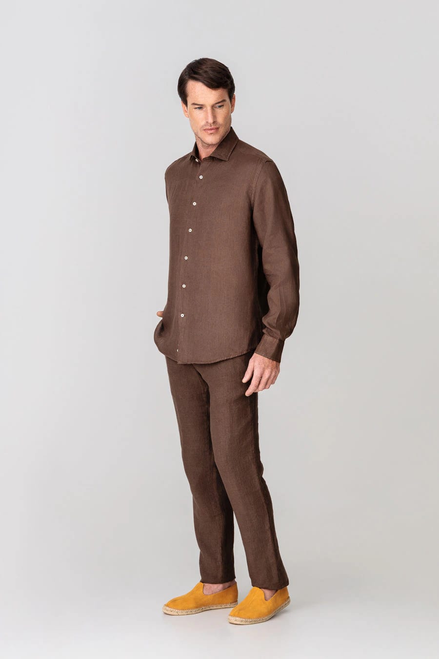 Men's linen shirt deeptaupe - imagen 4