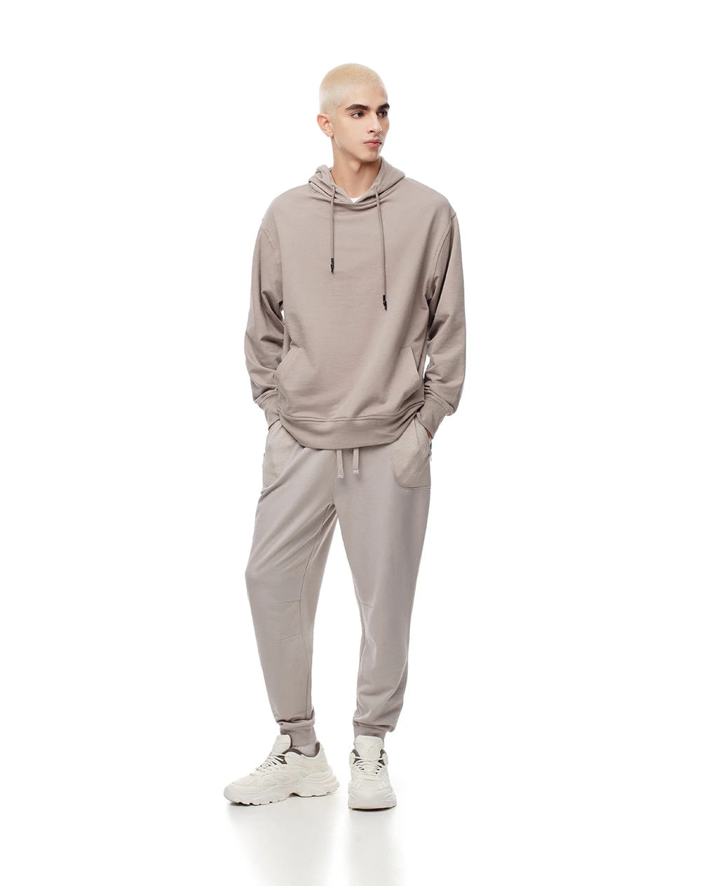 Buzo relax tipo hoddie algodón taupe hombre - imagen 5