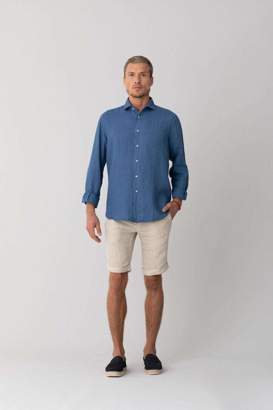 Men's linen shirt jeans basic - imagen 3