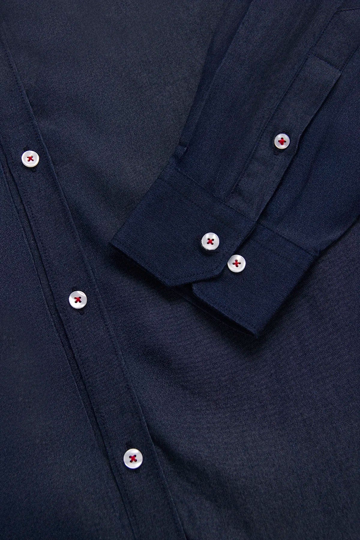 Camisa Denim Botón Contraste Algodón Azul Oscuro - imagen 3