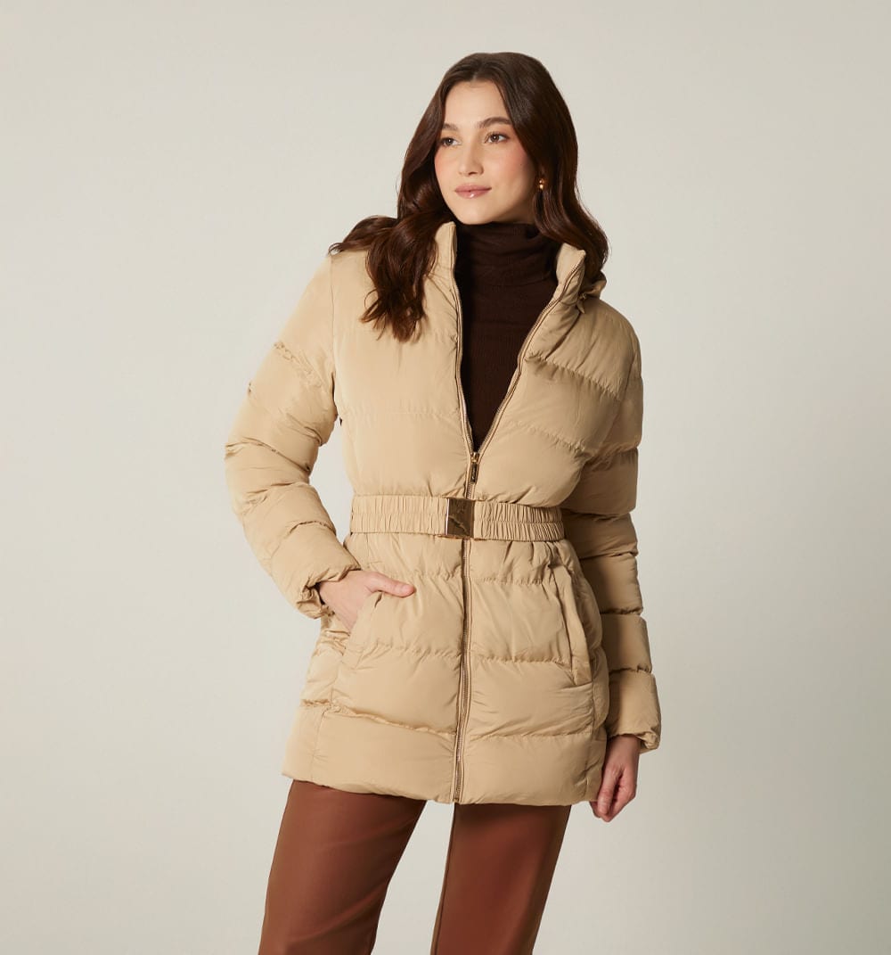 Chaqueta acolchada con cinturon - imagen 2