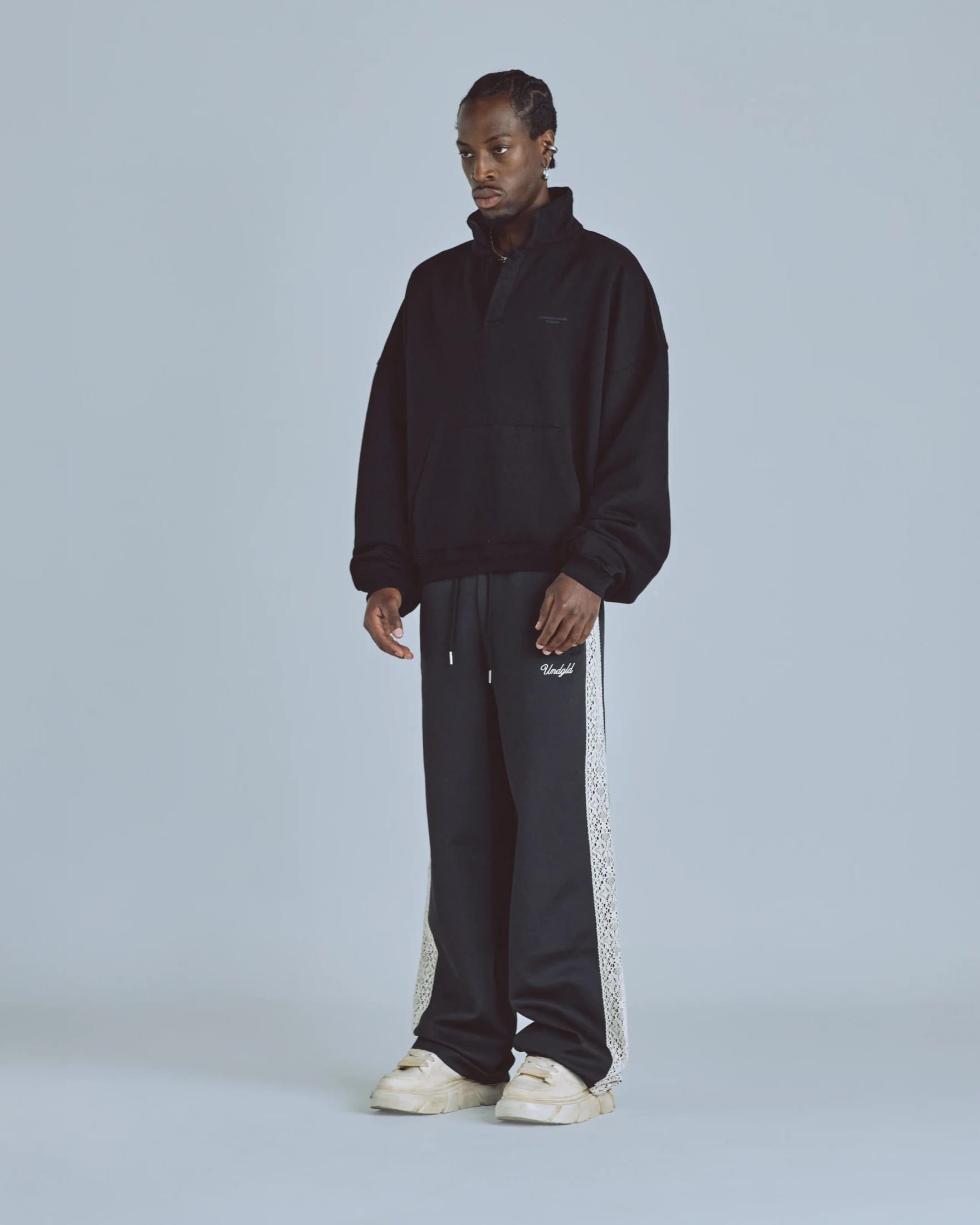 Basics Polo Collar Boxy Fit Hoodie Black - imagen 12