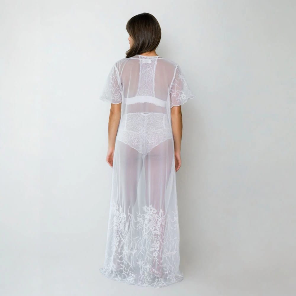 Kimono En Transparecia y Bordado Lujo Nocturno - imagen 3