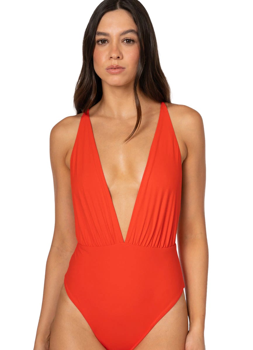 Maaji Red Camelia Safri Plunge One Piece - imagen 3