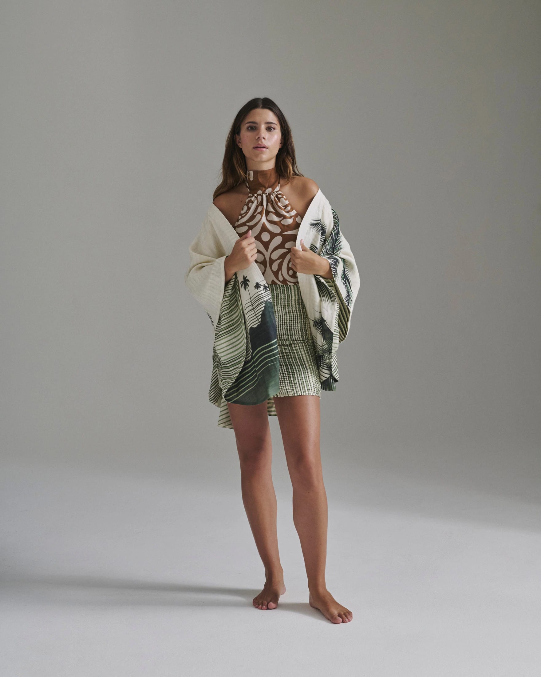 Magdalena Cotton Silk Blouse / Brown Arabesque - imagen 2