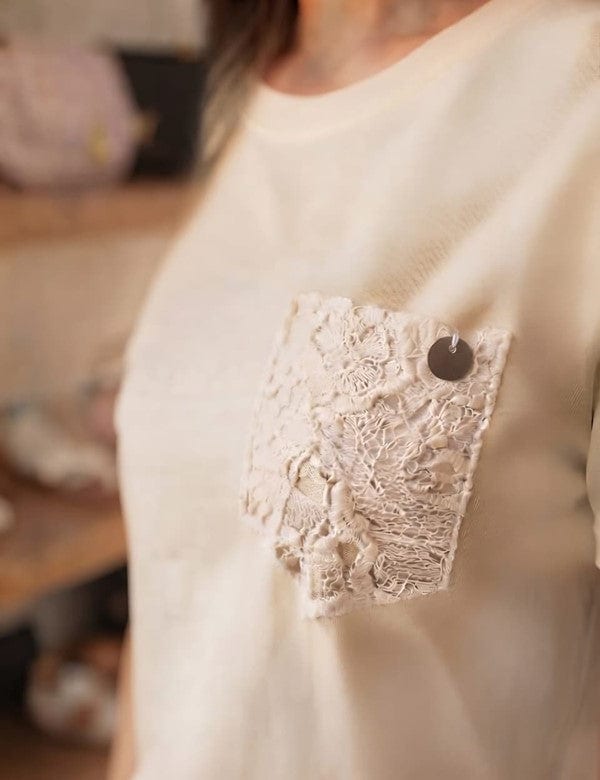 Blusa Algodón Bolsillo Blonda - imagen 3