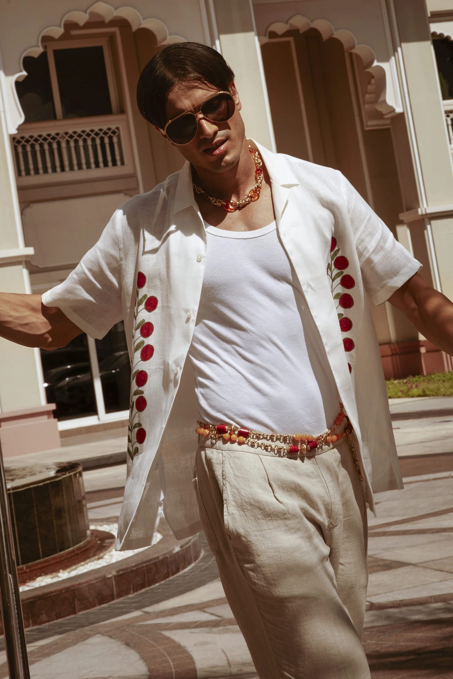 Men's linen shirt red mirzo - imagen 6