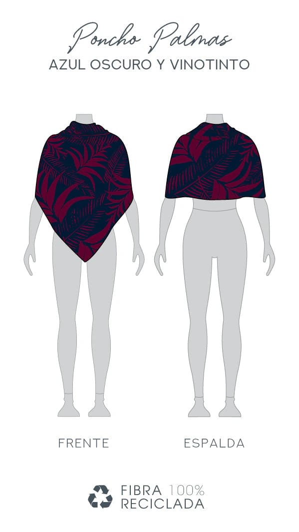 Poncho Palmas - azul oscuro y vinotinto - imagen 4