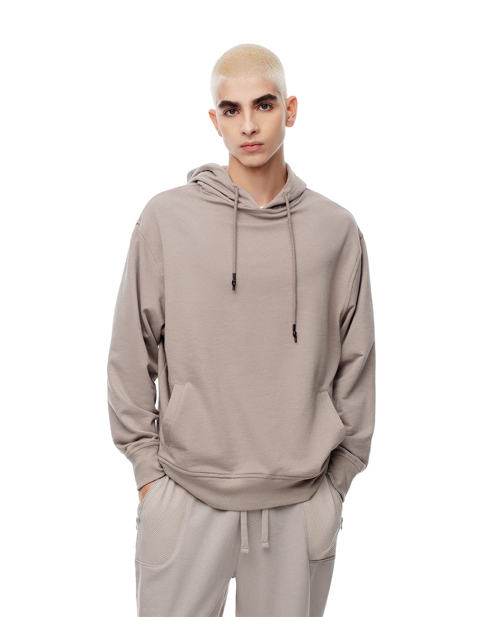 Buzo relax tipo hoddie algodón taupe hombre - imagen 1