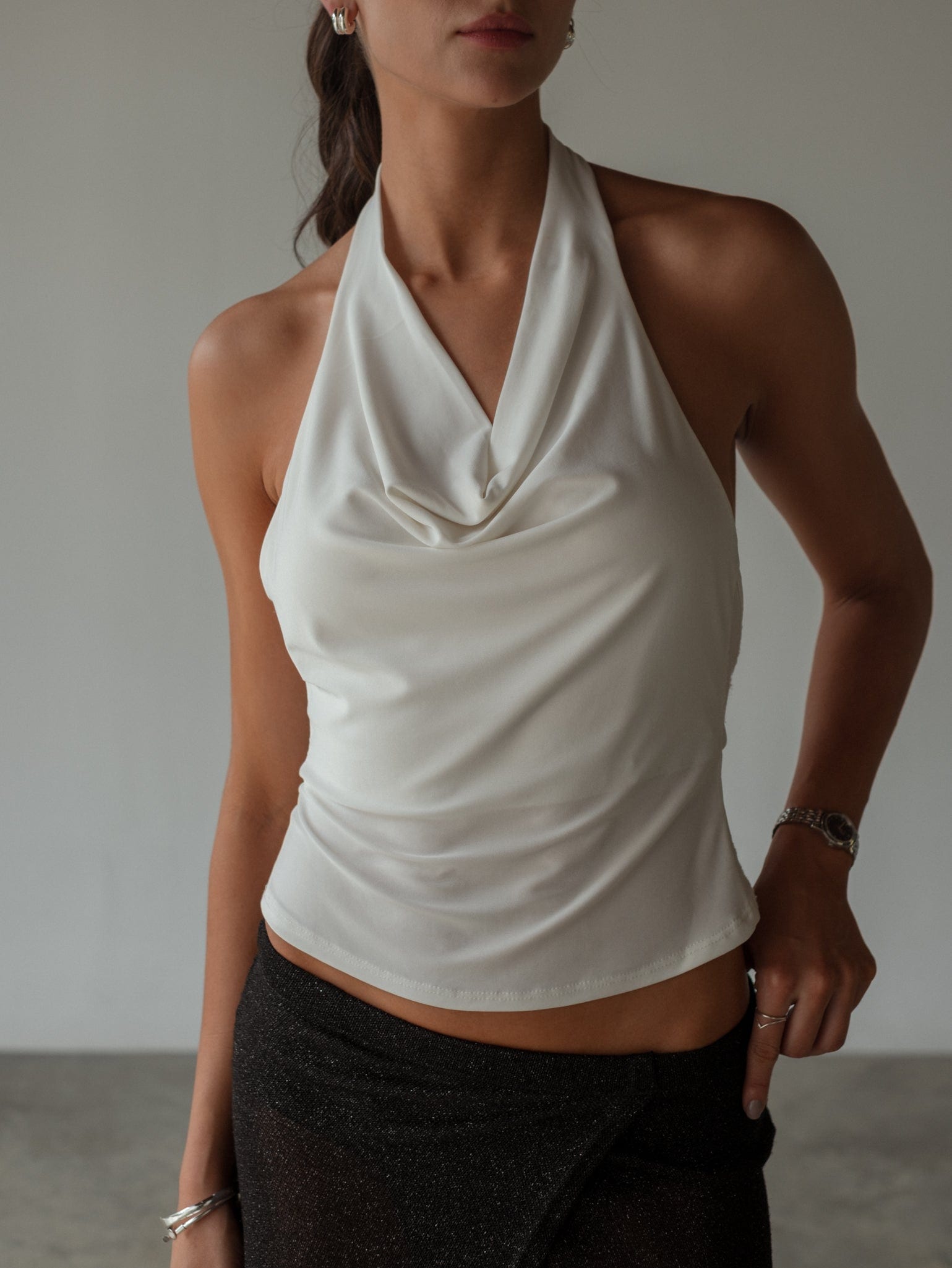 COWL NECK TOP - SOFT WHITE - imagen 9