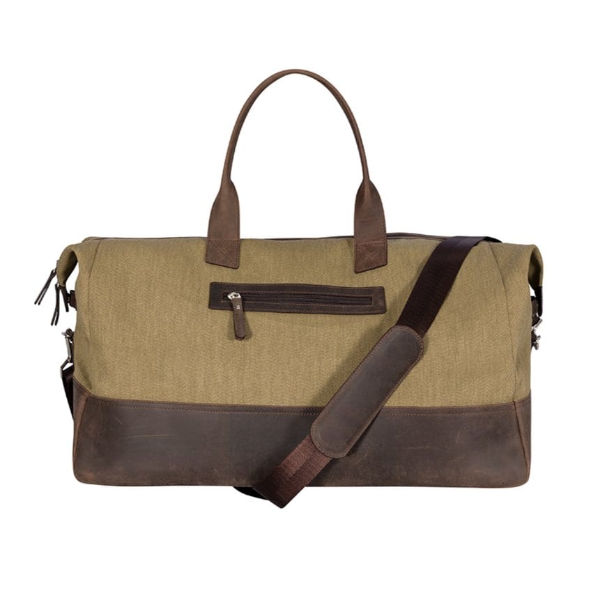 Men's vintage leather and canvas briefcase - imagen 2