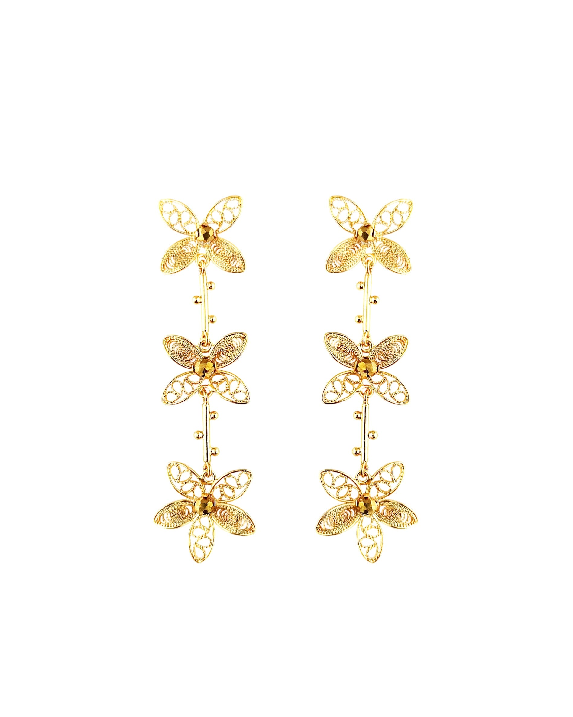 Aretes filigrana tres flores Berenice - imagen 1