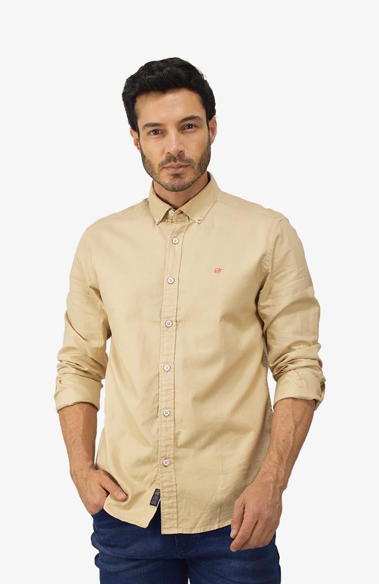 Camisa Manga Larga Oxford Kaki para Hombre - imagen 2