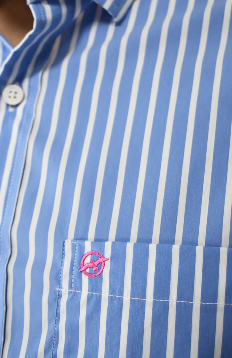 Camisa manga larga a Rayas Azul Para Hombre - imagen 2