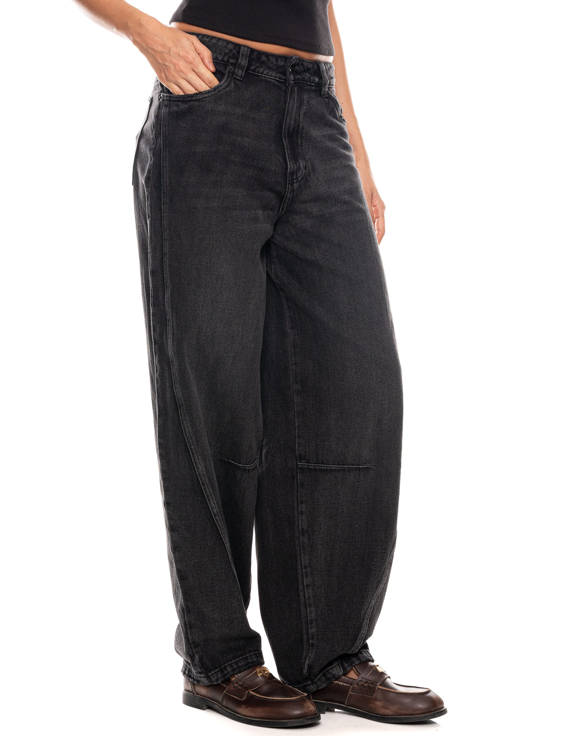 Jeans Wide Leg Tiro Medio Denim Negro - imagen 6