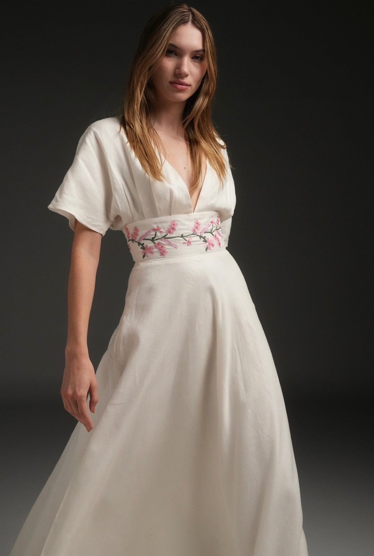 IVORY LUCY LINEN LONG DRESS - imagen 3