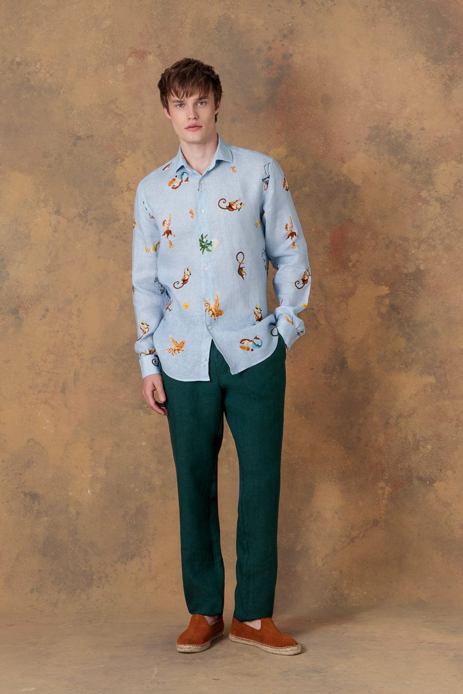 Men's linen shirt panteon light blue - imagen 1