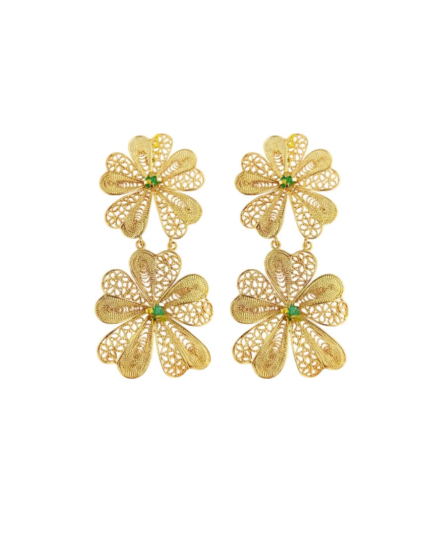 Aretes doble flor Chiara - imagen 1