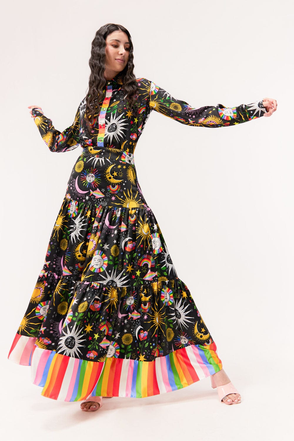 Maxi Falda / Estampado Madre Luna, Padre Sol Negra - imagen 1