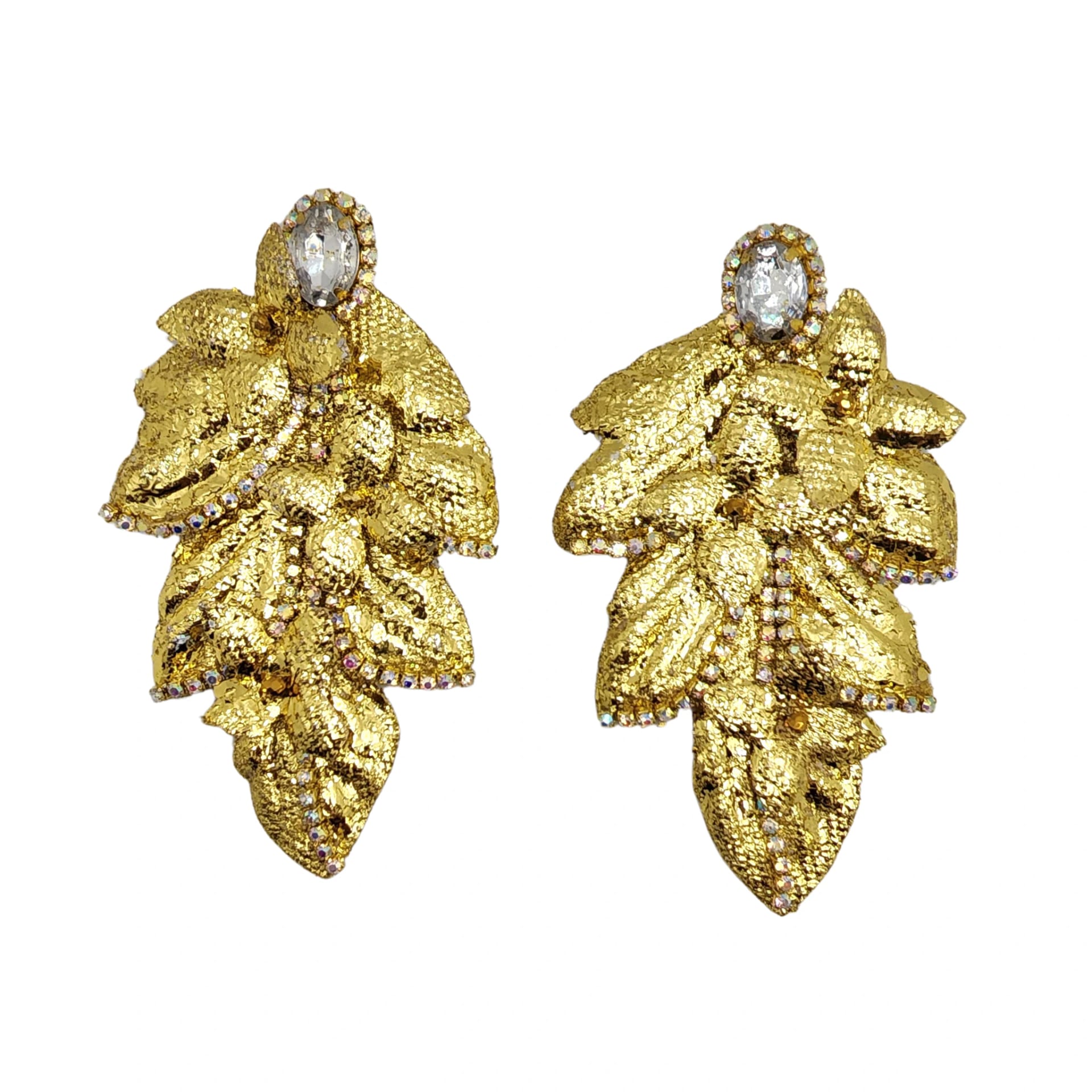 Silver & Gold Luxe Leaf Earrings - imagen 2