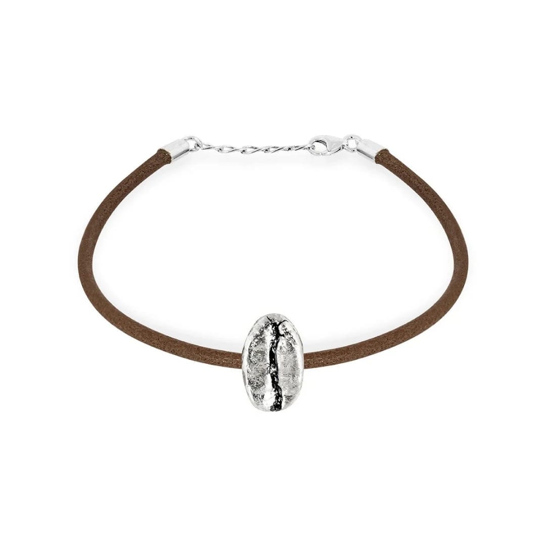 Pulsera Café Gesha en plata con cuero redondo - imagen 1