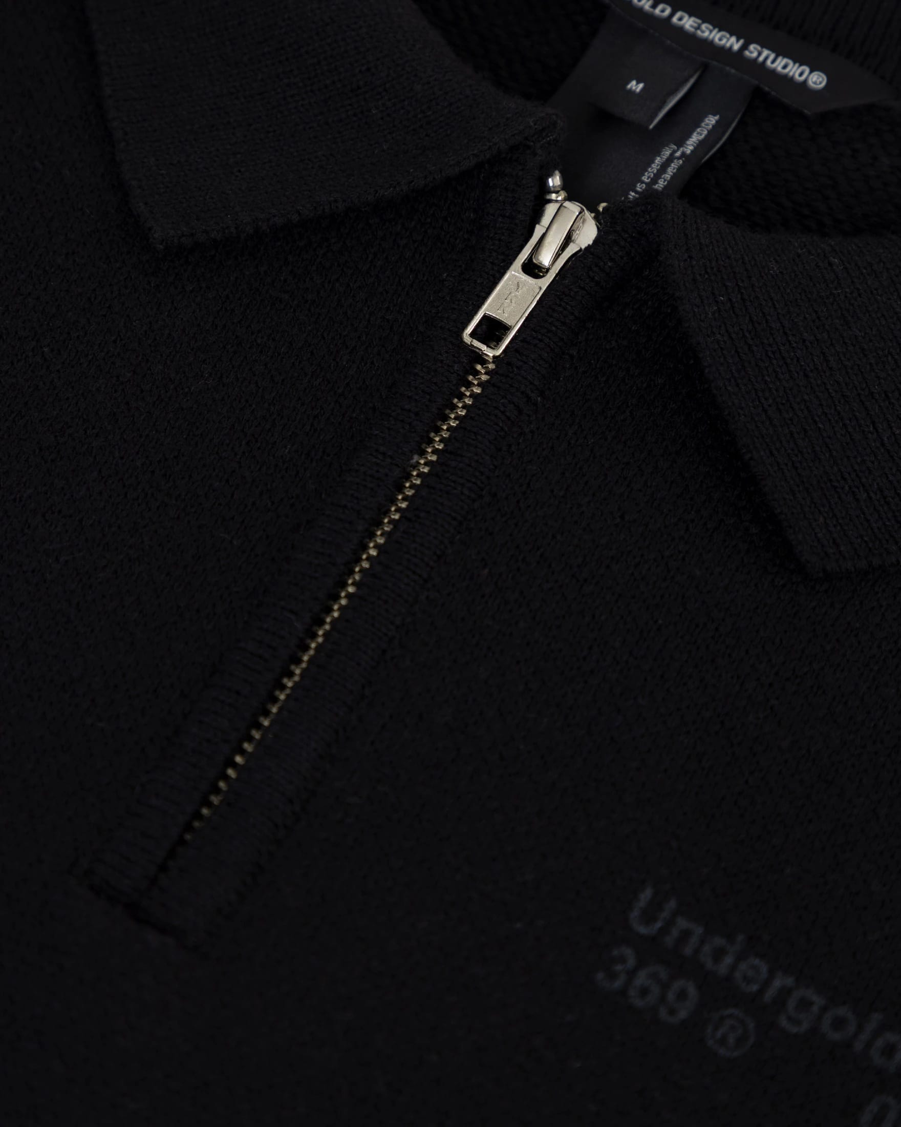 Line Knit Zip Up Long Sleeve Polo Shirt Black - imagen 4