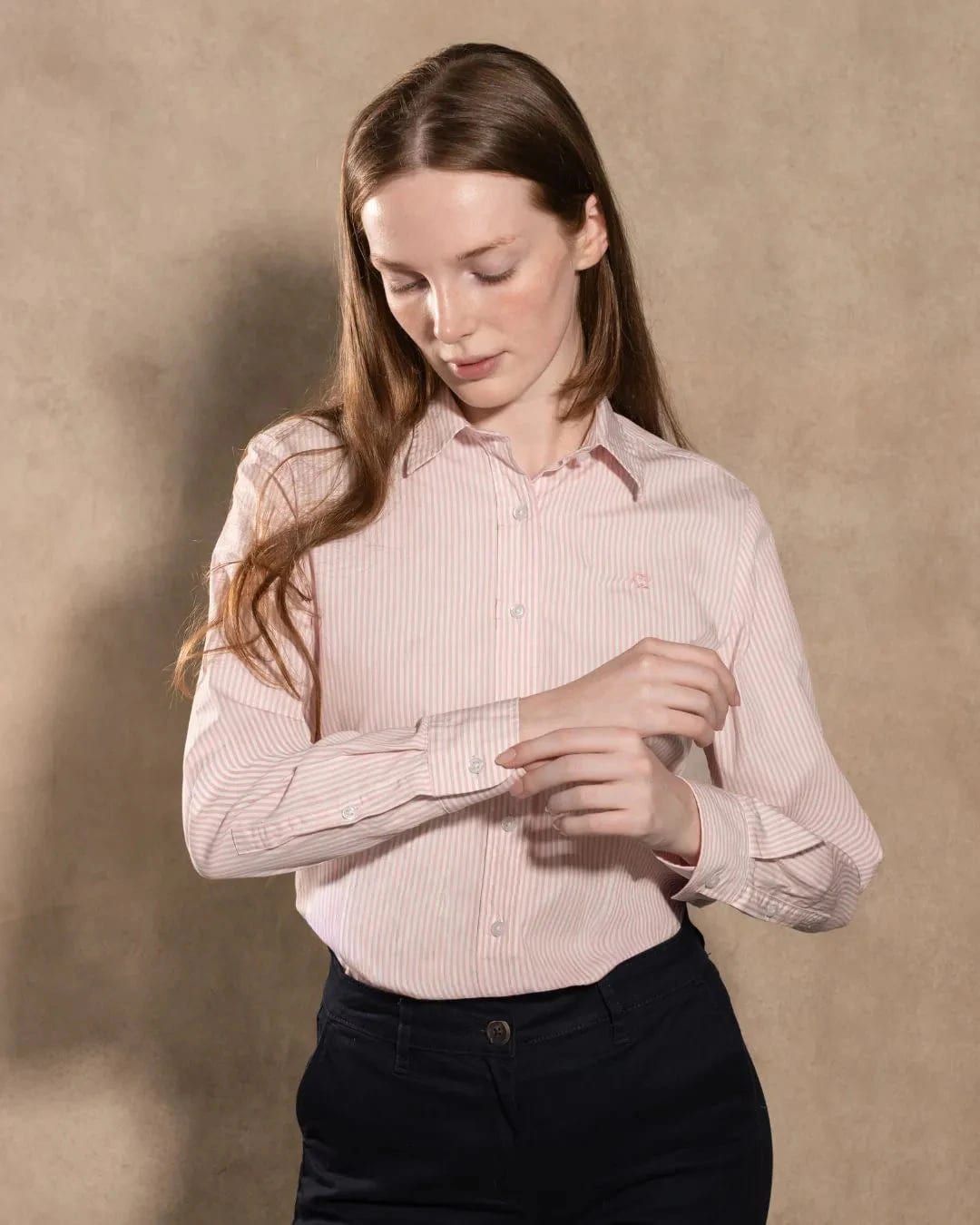 Camisa Antimanchas de Mujer Popelina Rayas Rosadas - imagen 7