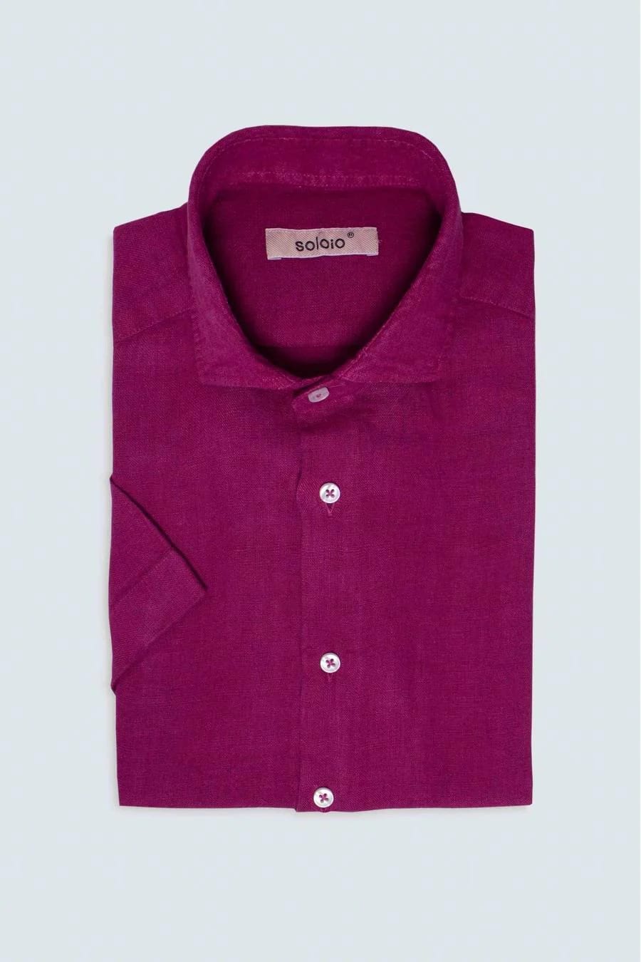 men’s linen shirt fuxia mc basic - imagen 4
