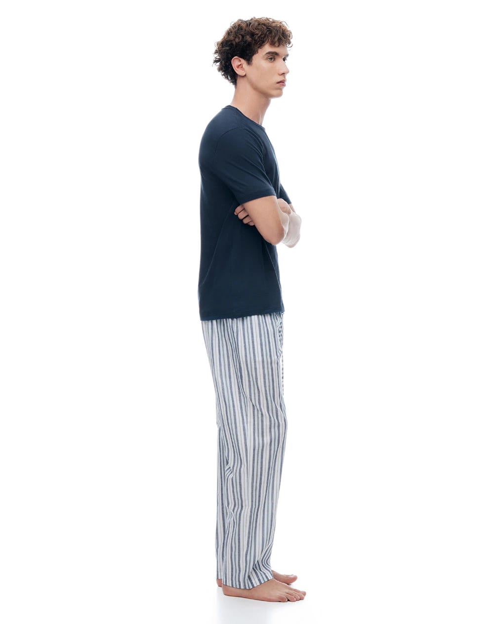 Pijama relaxed manga corta azul con rayas hombre - imagen 5