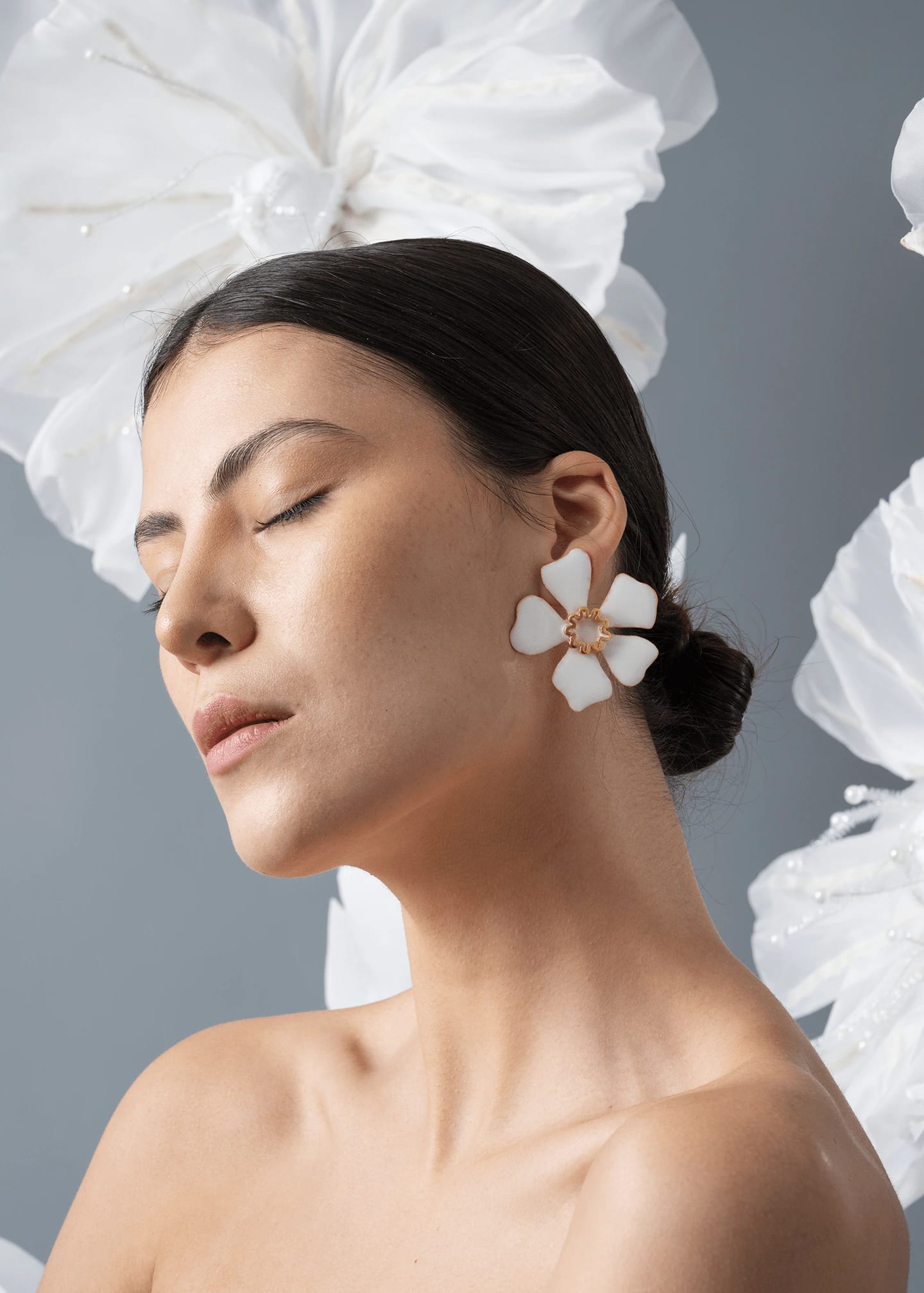 Aretes Aurora Maxi x Lyenzo Blancos - imagen 1