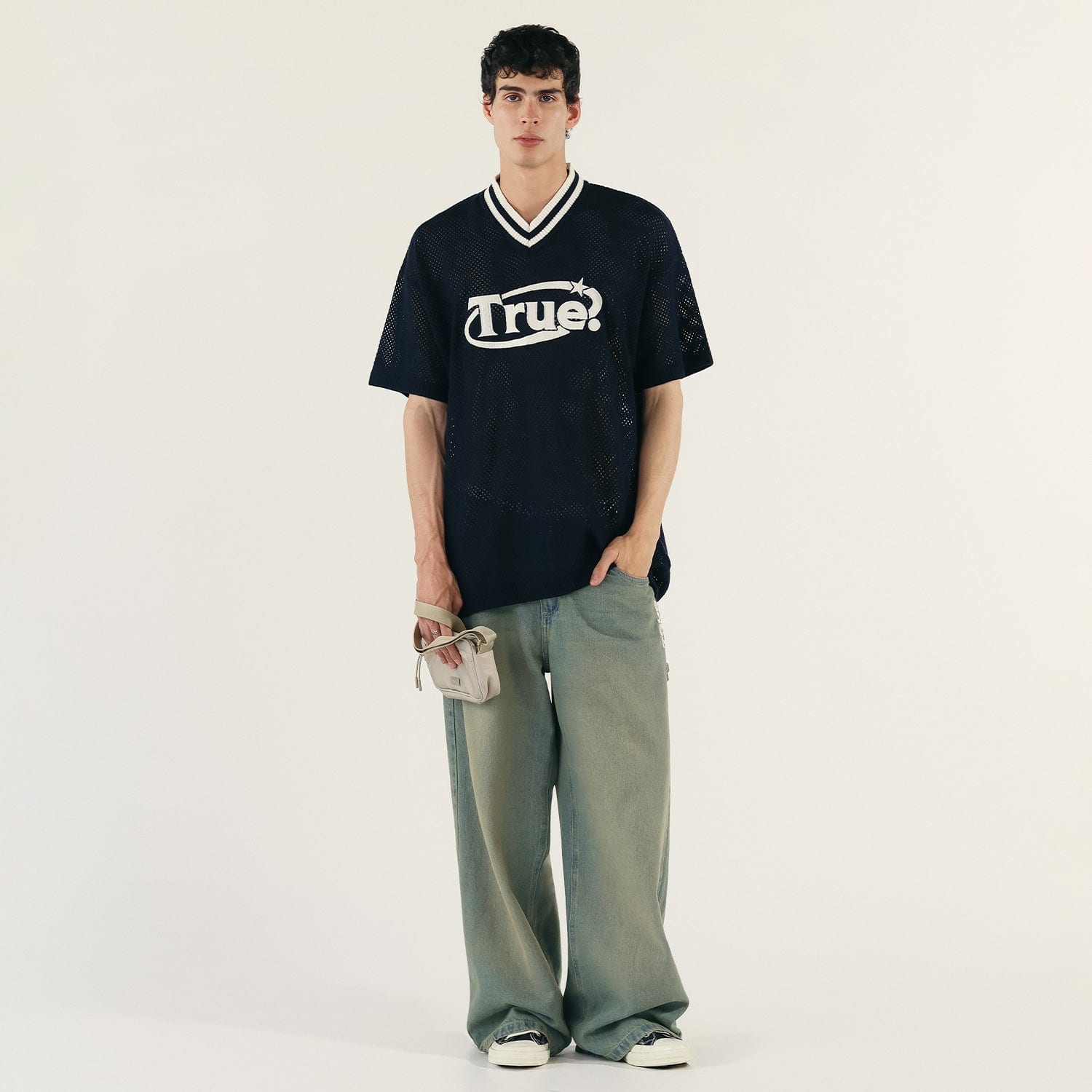 Oversized Knitted Jersey - Navy Blue - imagen 5