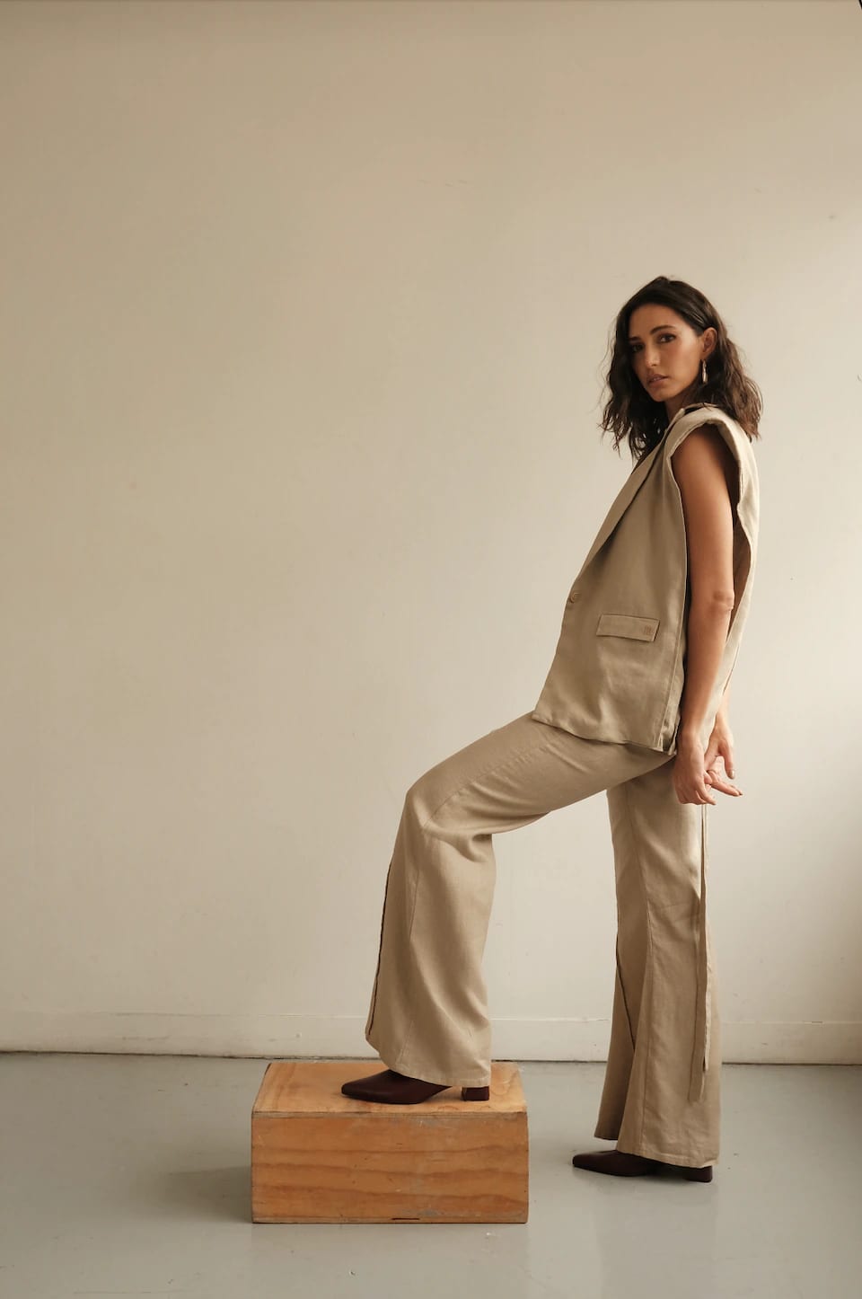 Blazer Vest Sera de lino | Mocca - imagen 5