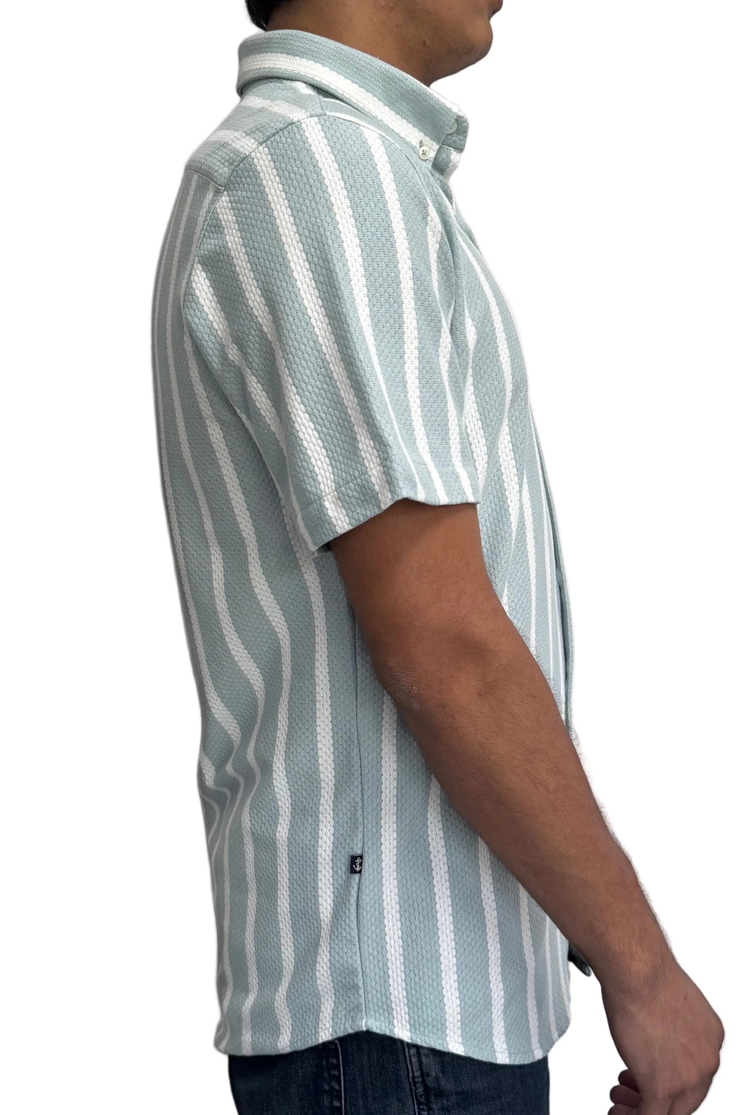 Camisa en texturas Verde Menta Rayas Blancas - imagen 3