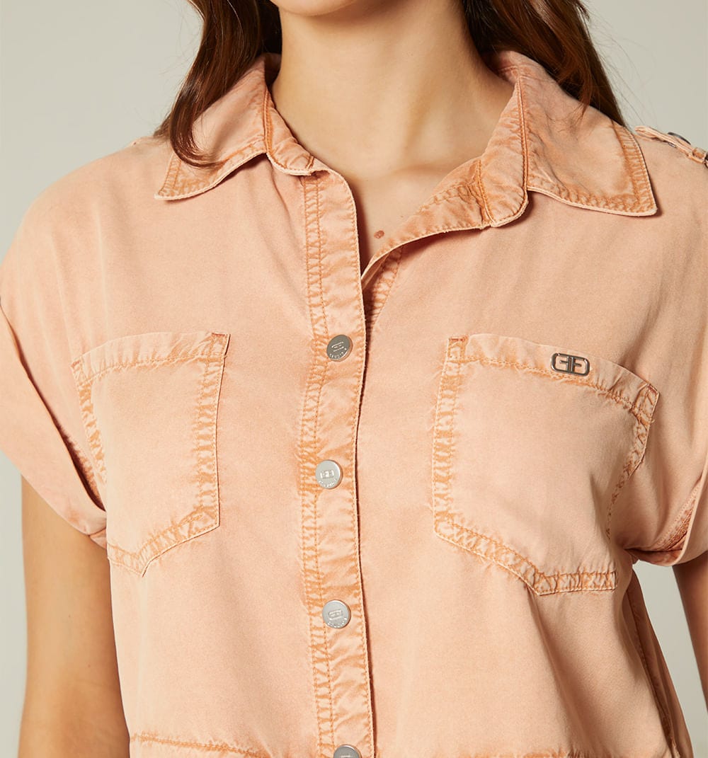 Blusa manga sisa con charreteras - imagen 3